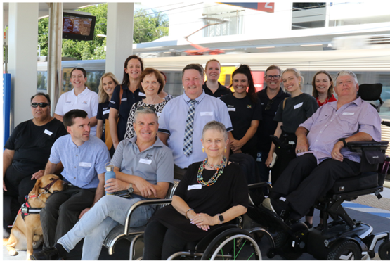 Members of Cross River Rail's Accessibility Reference Group at Yeronga Station