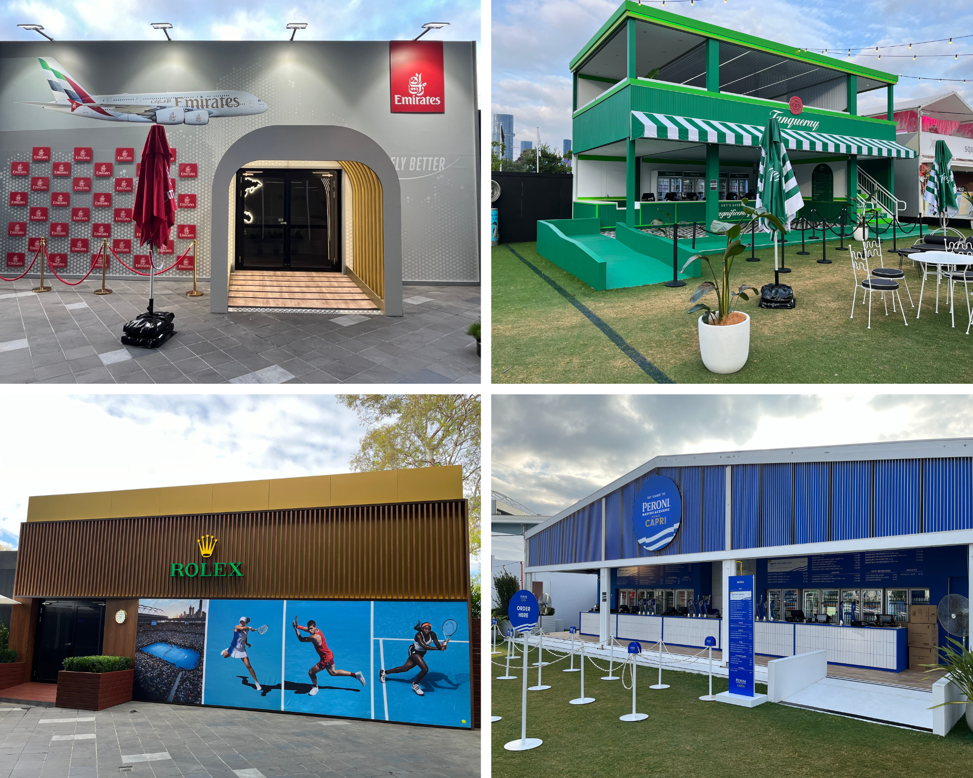 AO temporary structures - Emirates, Tanqueray, Rolex and Peroni