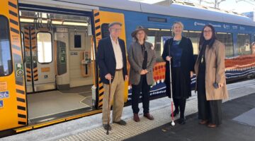 John and Karen Lovelace (Father and Sister of the late Wendy Lovelace), Sarah Hartley – Vision Australia and Patricia Flores (Access Leader QLD at Architecture & Access)